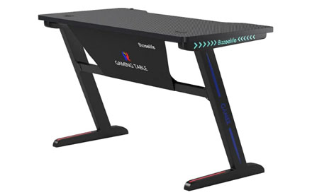 Escritorio de juegos ergonómico, 47 pulgadas en forma de Z con luces LED RGB - Accesorios